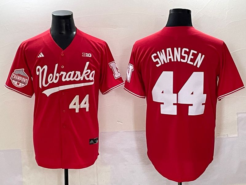 Men Nebraska Cornhuskers #44 Swansen Red 2025 Joint Name NCAA Jersey style 7